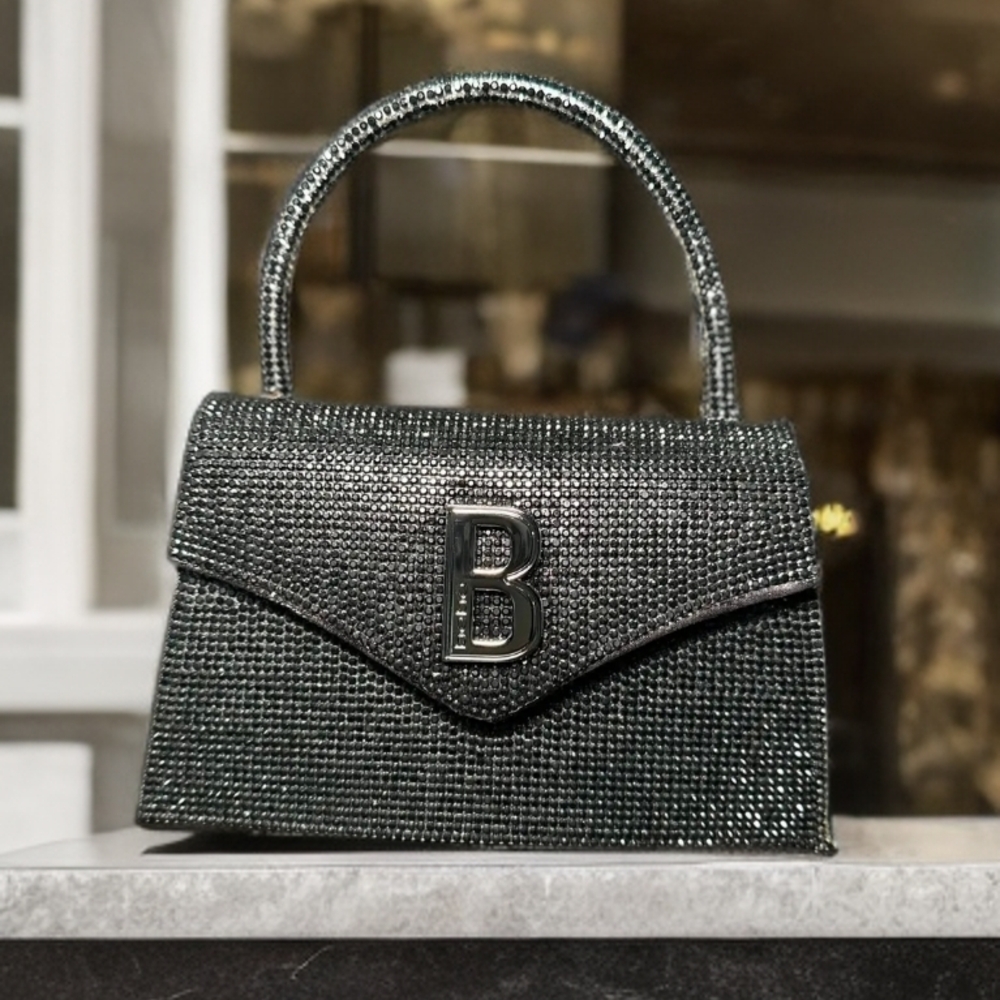 Bebe Black Sequin Hollywood Satchel